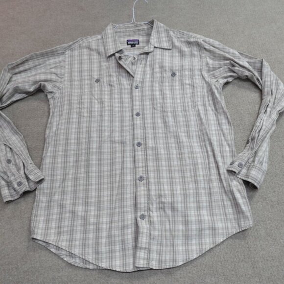 Patagonia Shirt Medium Gray Organic Cotton Flannel - Picture 2 of 9